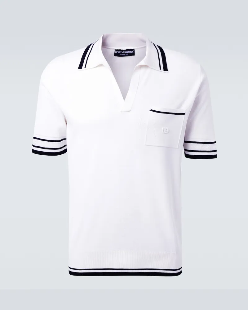 Dolce & Gabbana Polohemd aus einem Seidengemisch Weiß