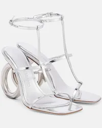 Ferragamo Sandalen Elina 105 aus Metallic-Leder Silber