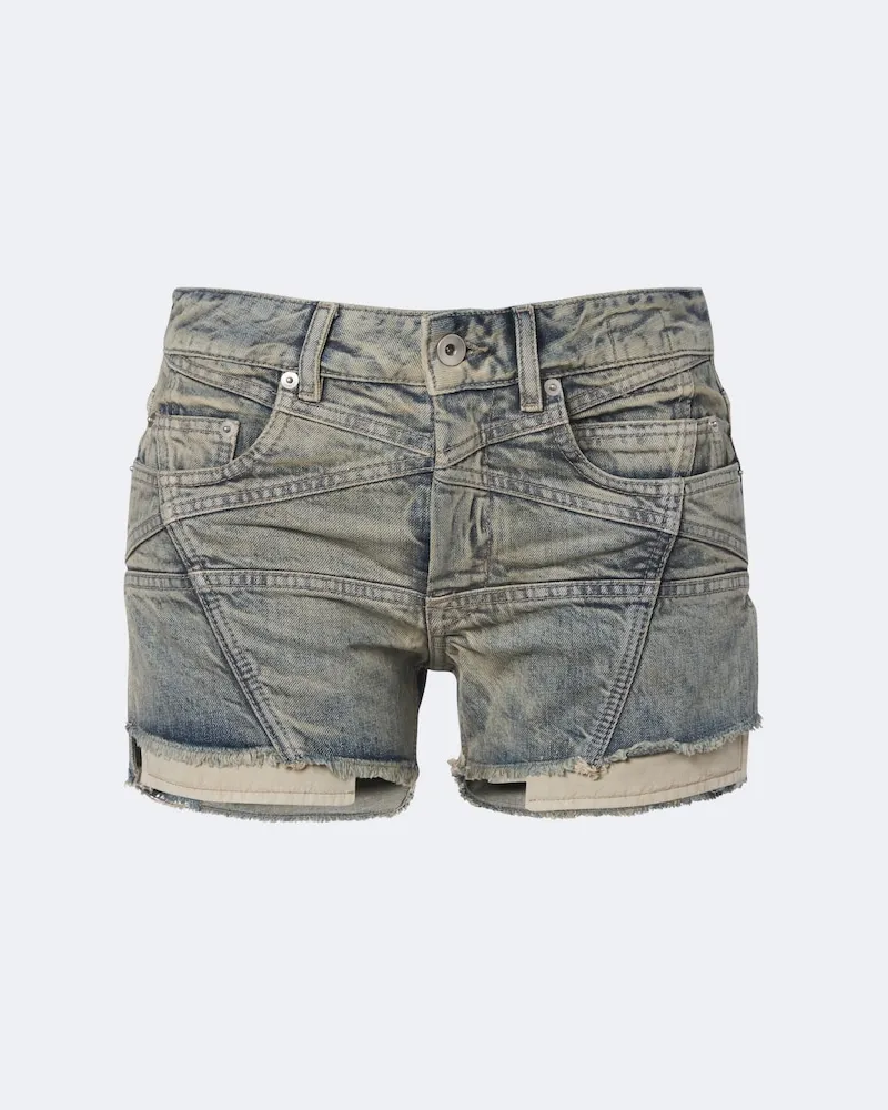 Rick Owens DRKSHDW Distressed Jeansshorts Lana Grau