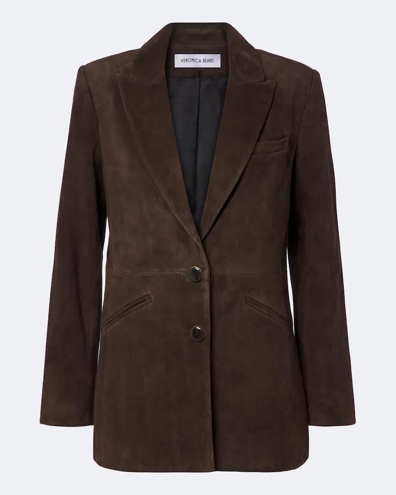 Veronica Beard Blazer Maci aus Veloursleder Braun