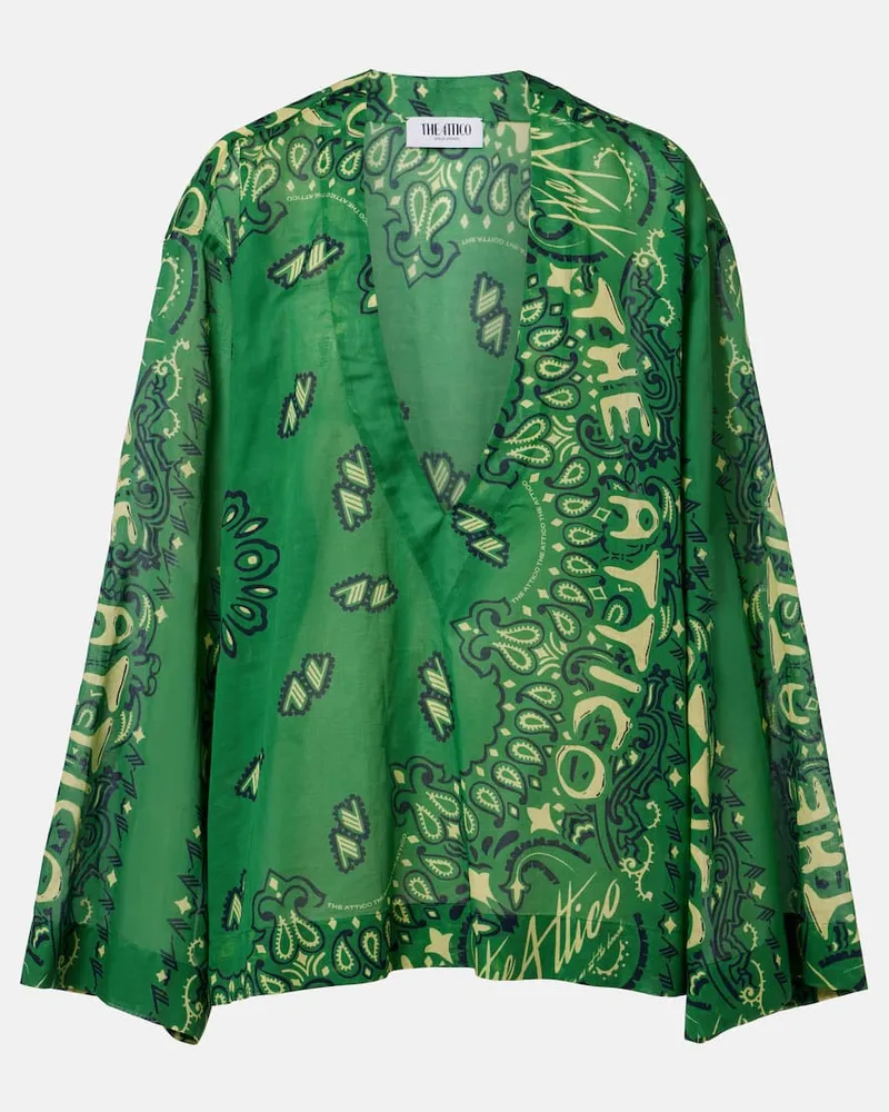 ATTICO Tunika Bandana aus Baumwollmusselin Grün