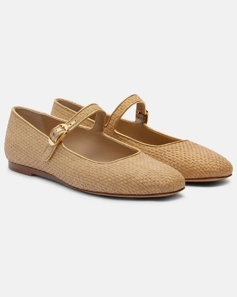 Le Monde Béryl Le Monde Béryl Mary-Jane-Ballerinas aus Raffiabast Braun