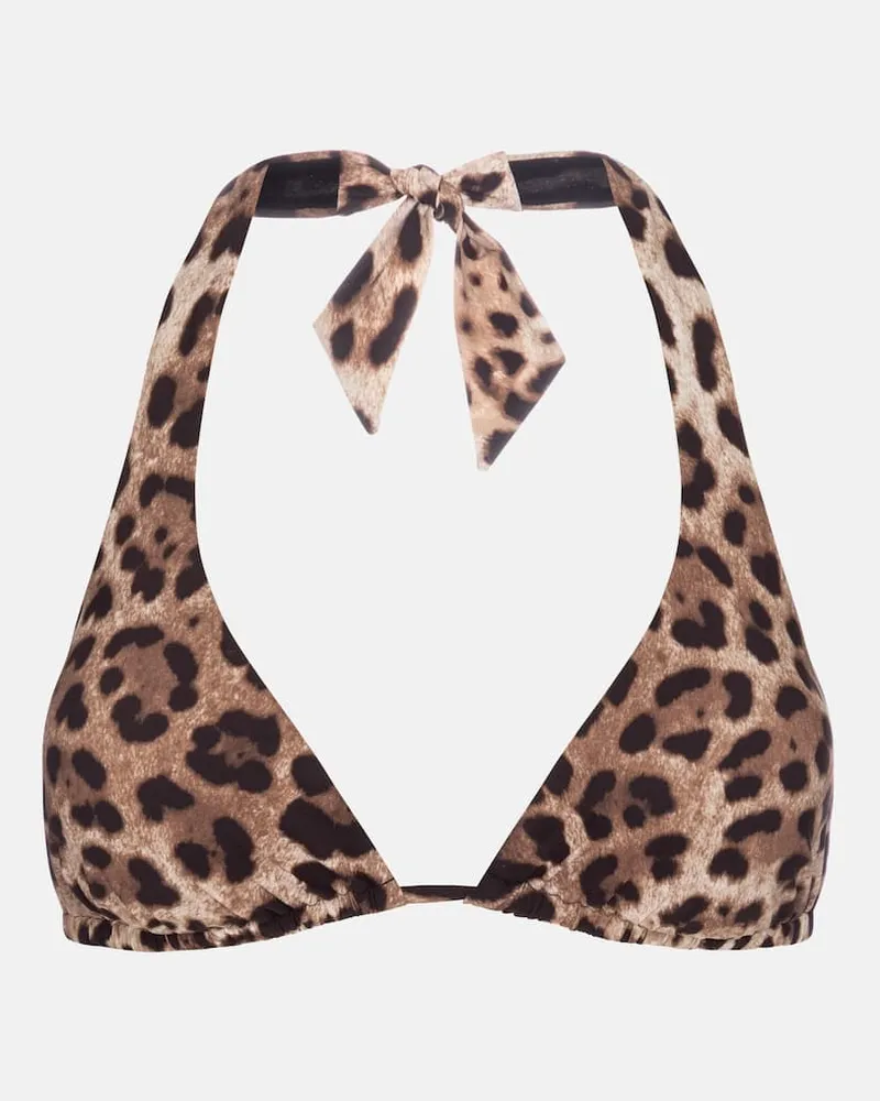 Dolce & Gabbana Bedrucktes Bikini-Oberteil Beige