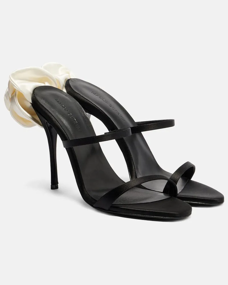 Magda Butrym Verzierte Sandalen aus Satin Schwarz