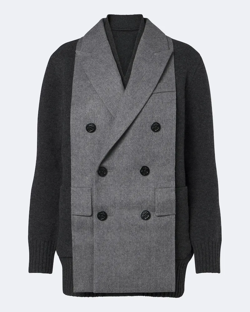 Sacai Cardigan aus einem Wollgemisch Grau