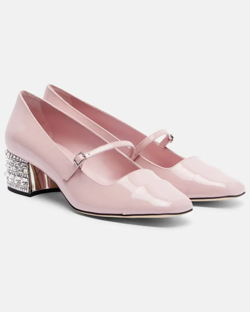 Jimmy Choo Pumps Elisa 45 aus Lackleder mit Kristallen Rosa