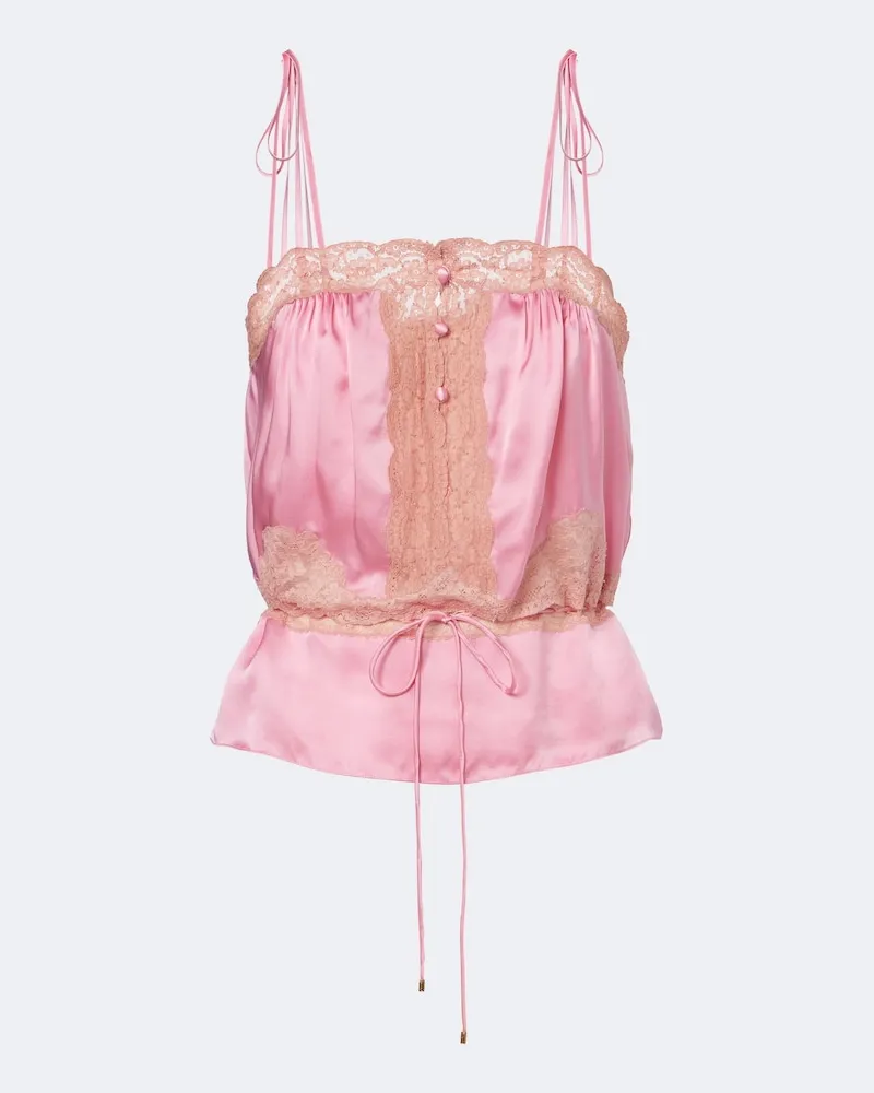 Chloé Chloé Top aus Seidensatin mit Spitze Rosa