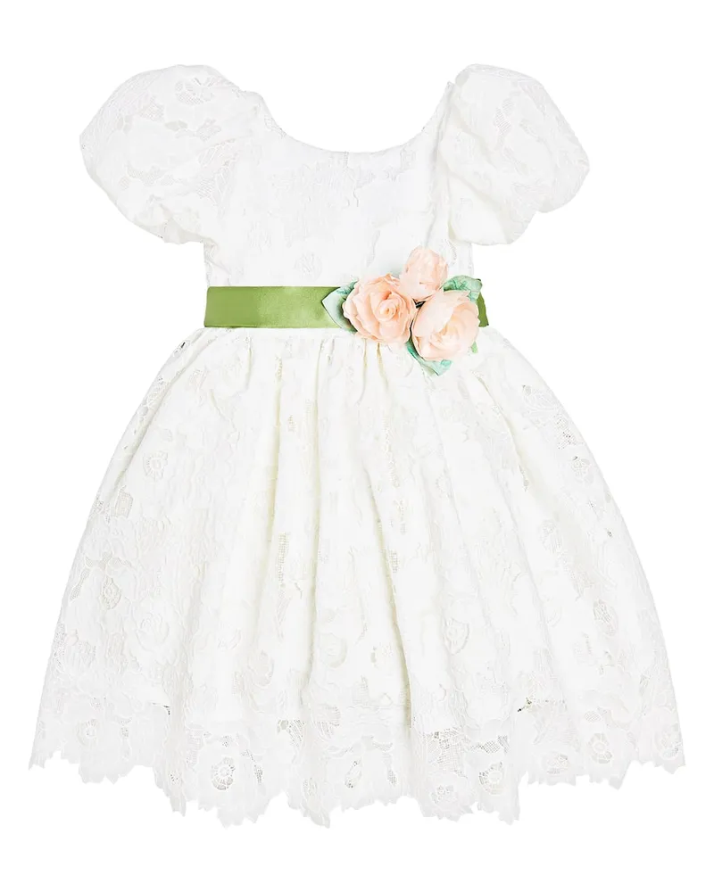 Monnalisa Verziertes Kleid Veronica Pizzo Weiß