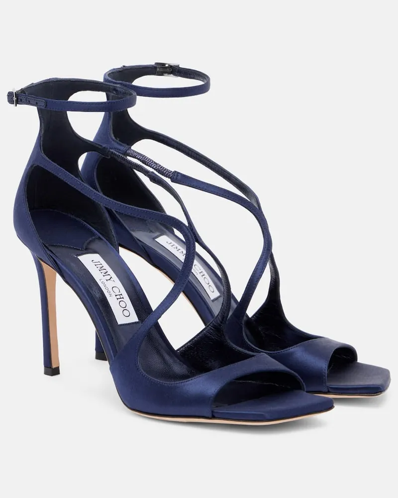 Jimmy Choo Sandalen Azia 95 aus Satin Blau