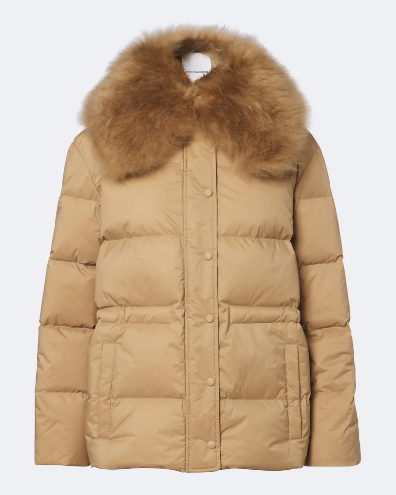 Yves Salomon Daunenjacke mit Shearling Beige