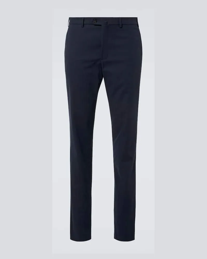 Loro Piana Gerade Hose Carlo aus Satin Blau
