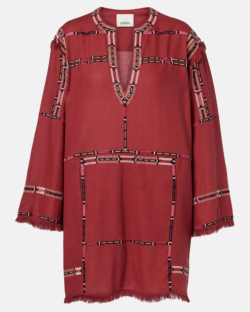 Isabel Marant Bestickte Tunika Freya aus Seide Rosa