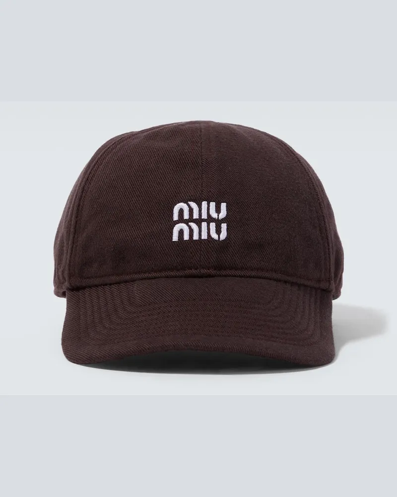 Miu Miu Baseballcap aus Denim Braun