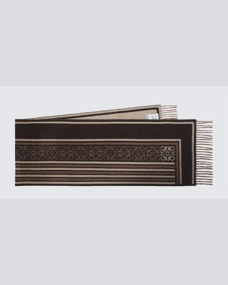 Loewe Schal Anagram aus Wolle und Kaschmir Braun