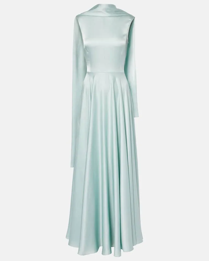 Solace London Robe Emelia aus Satin Blau
