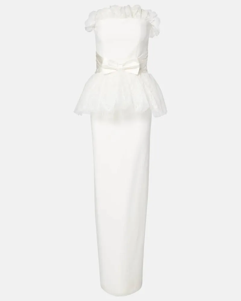 Alessandra Rich Bustier-Robe aus Cady mit Spitze Weiß