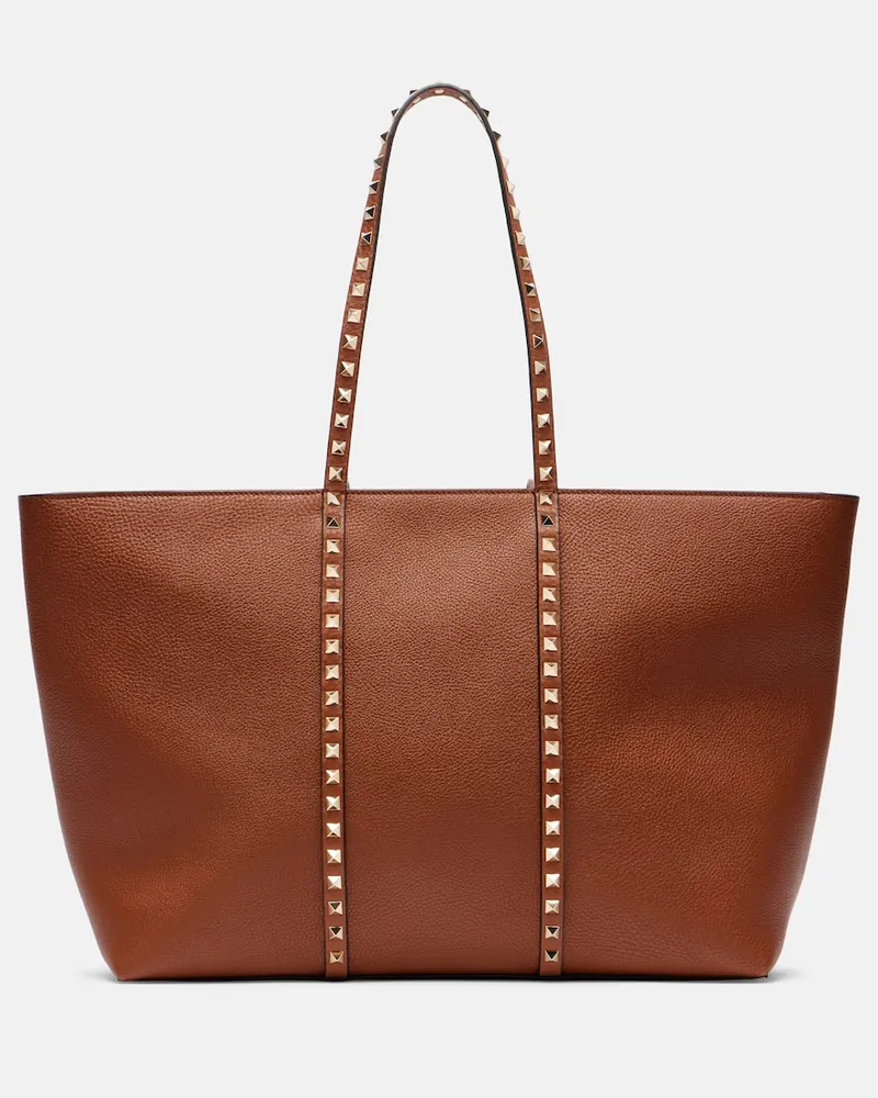 Valentino Garavani Tote Bag Rockstud aus Leder Braun