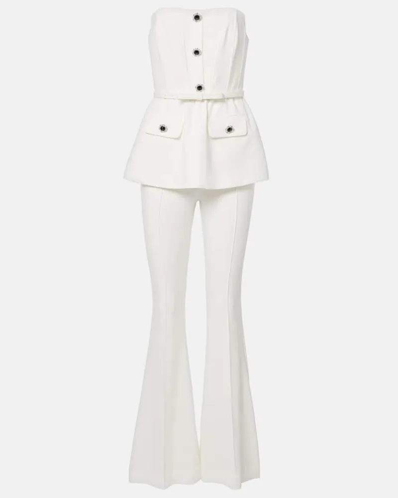 Self-Portrait Jumpsuit aus Crêpe Weiß