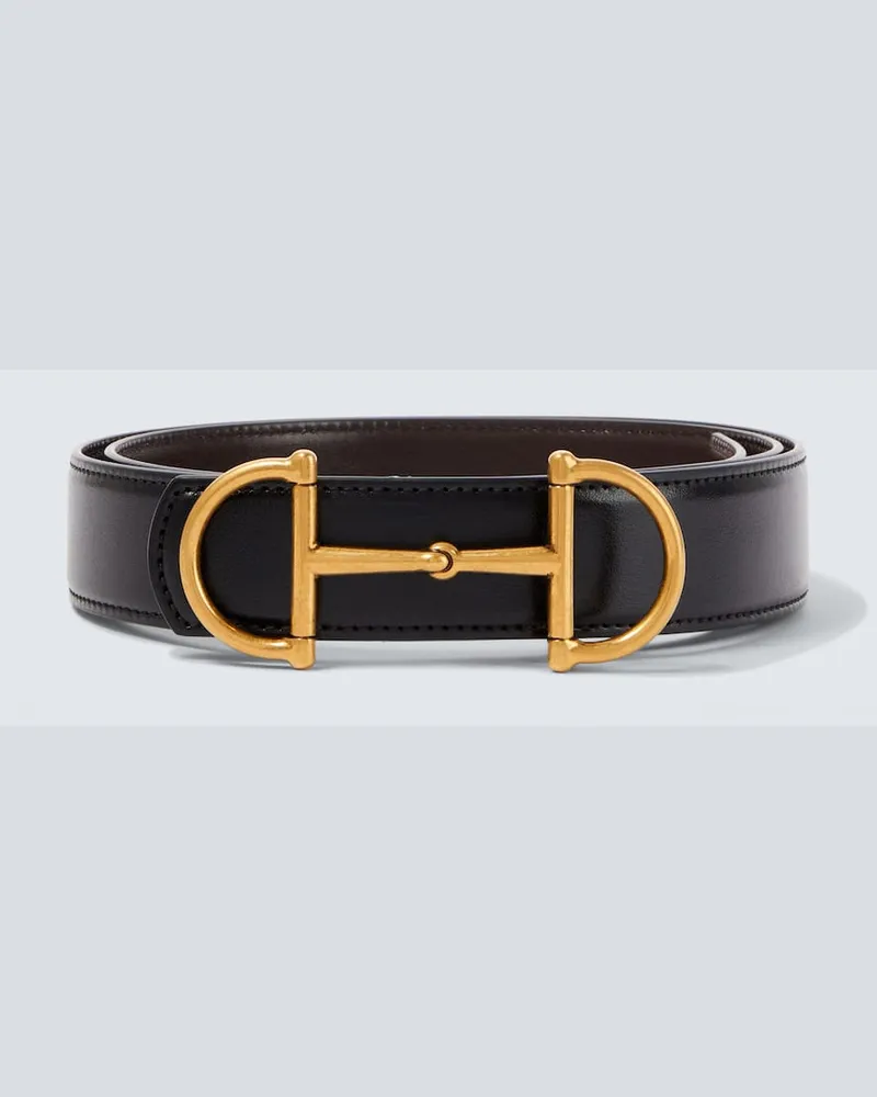 Gucci Wendbarer Gürtel Horsebit aus Leder Schwarz