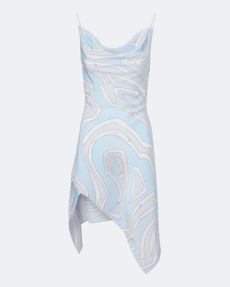 Emilio Pucci Minikleid Labirinto aus Crêpe de Chine aus Seide Blau