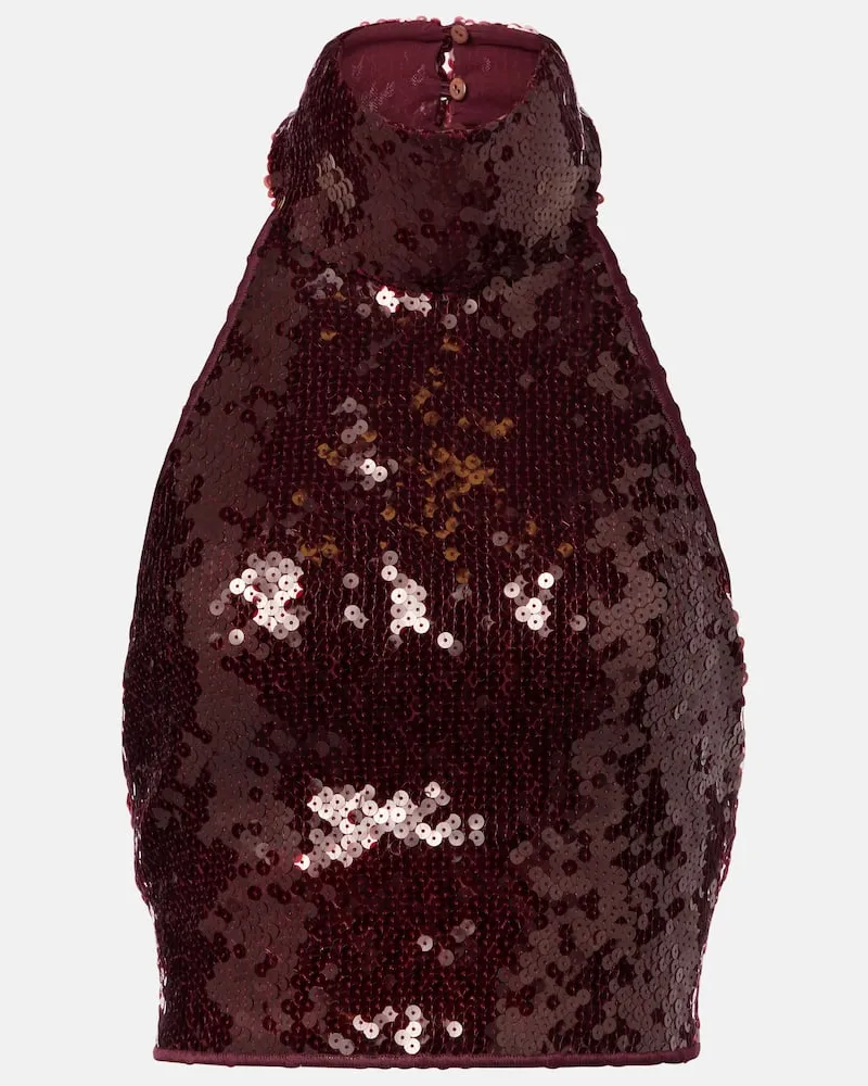 Oséree Oséree Top mit Pailletten Burgunderrot