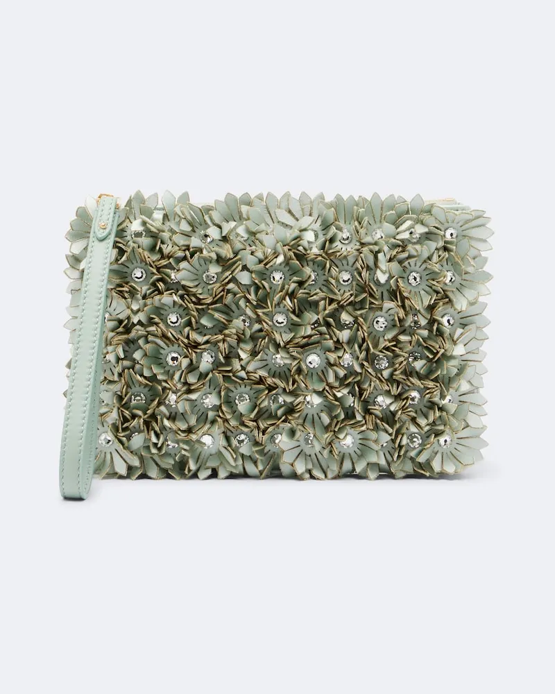 Valentino Garavani Etui Small aus Leder mit Kristallen Grün