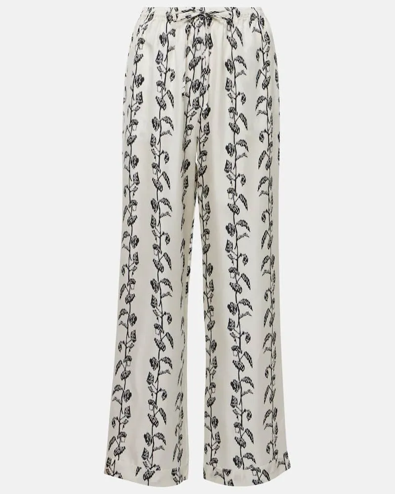 ASCENO Palazzo-Hose Aurelia aus Seiden-Twill Weiß