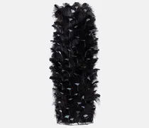 Cocktailkleid aus Organza mit Federn