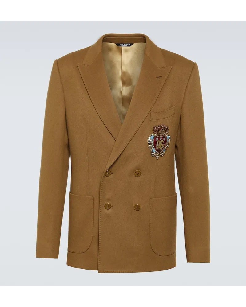 Dolce & Gabbana Blazer aus Wolle und Kaschmir Beige