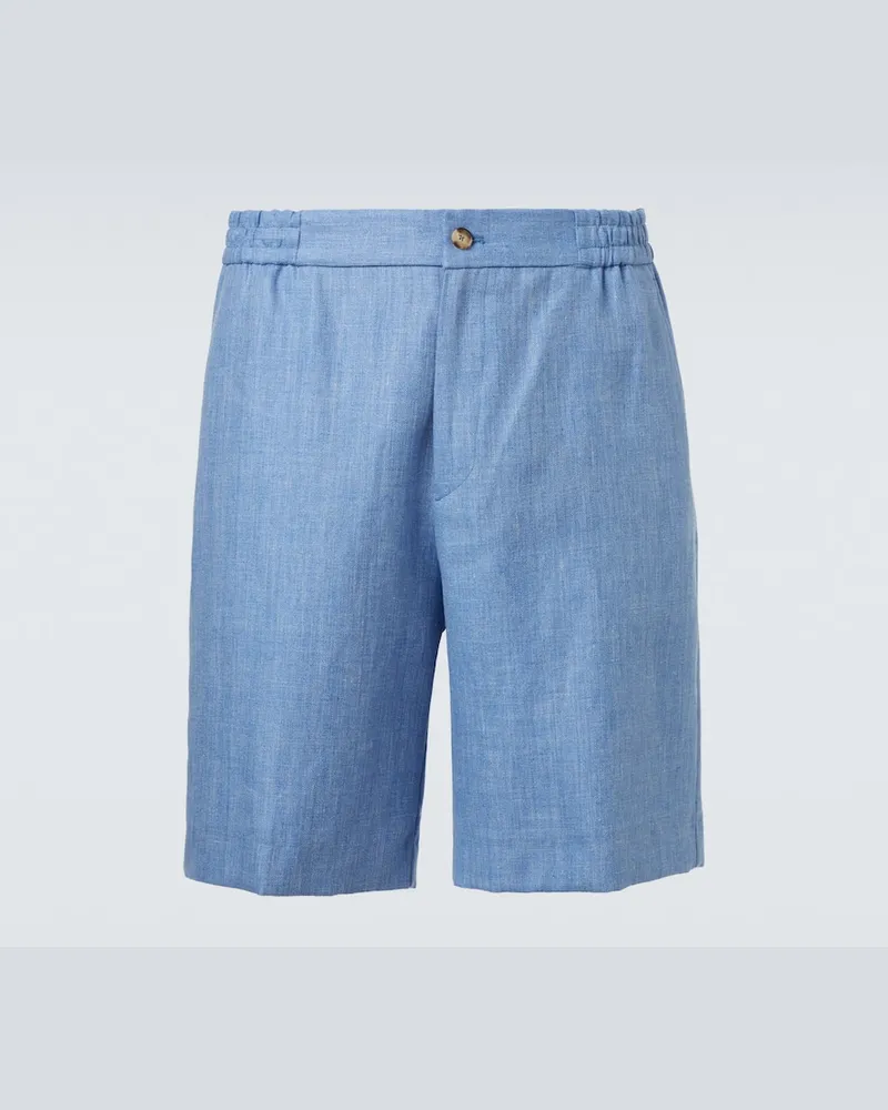 Etro Shorts aus Leinen und Wolle Blau