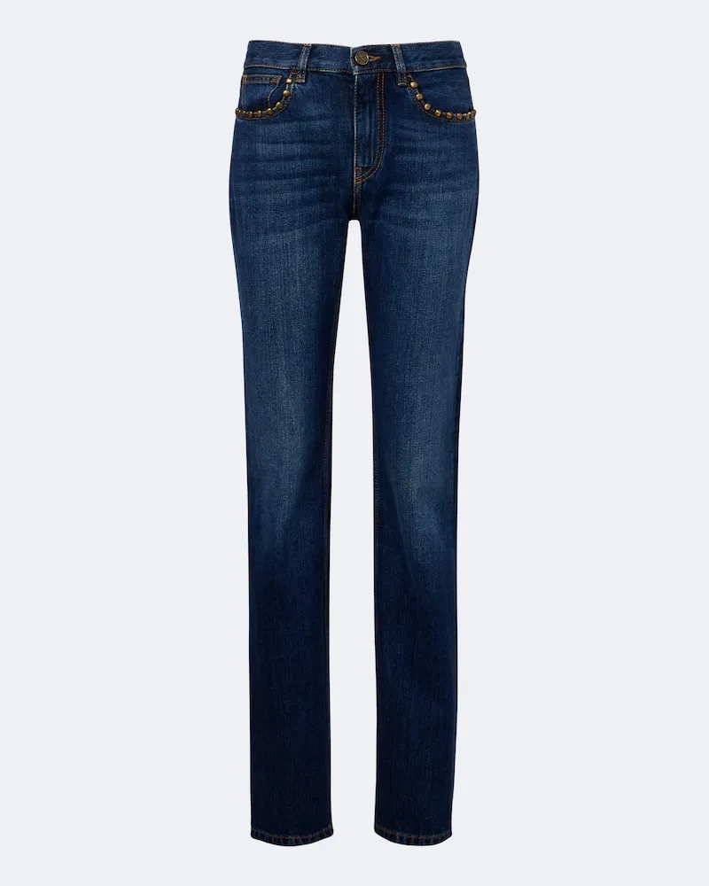 Etro Verzierte Straight Jeans Blau
