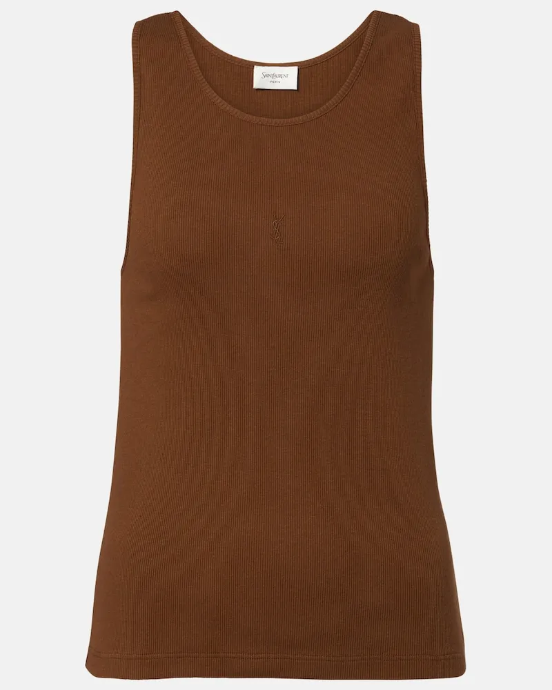 Saint Laurent Top Cassandre aus Rippstrick Braun