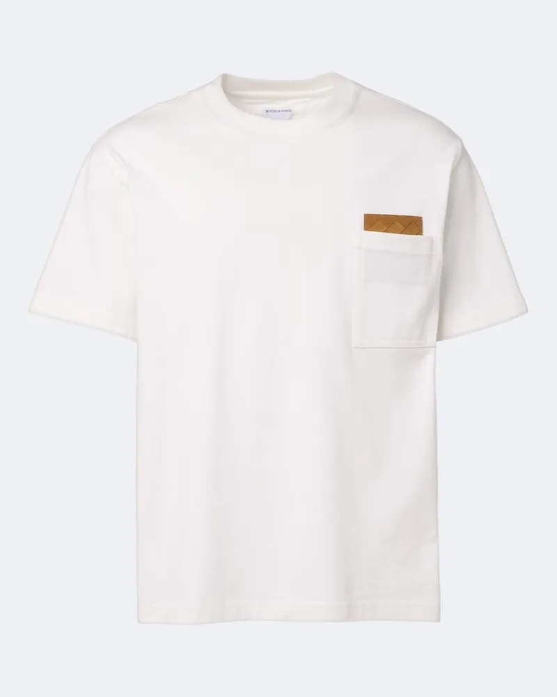 Bottega Veneta T-Shirt aus Baumwoll-Jersey mit Veloursleder Weiß