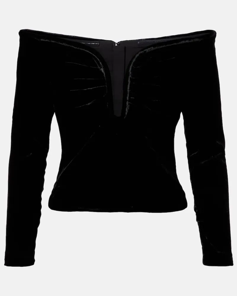 Roland Mouret Off-Shoulder-Top aus Samt Schwarz