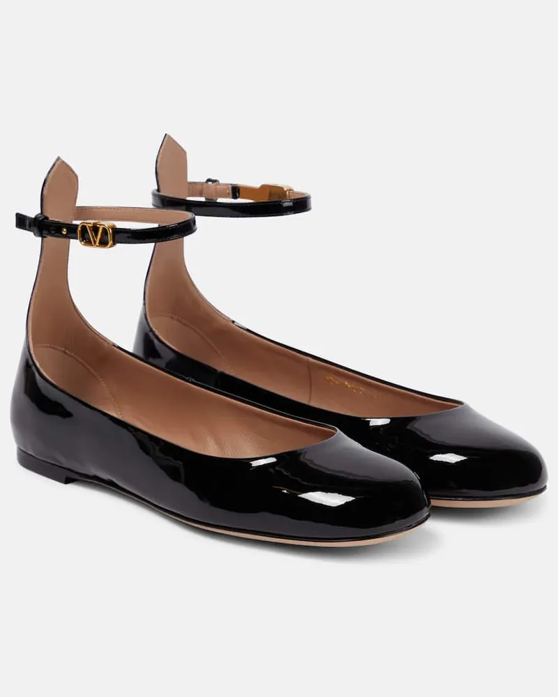 Valentino Garavani Ballerinas Tan-Go aus Lackleder Schwarz