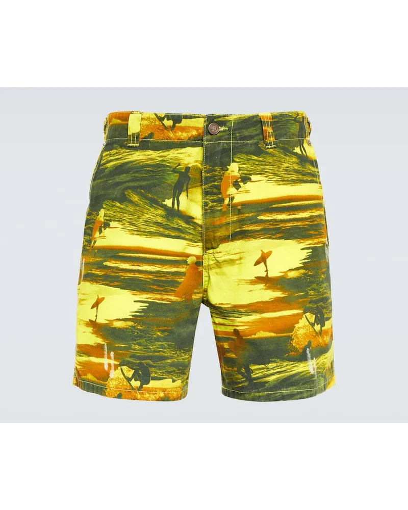ERL Bedruckte Shorts aus Baumwolle Gelb
