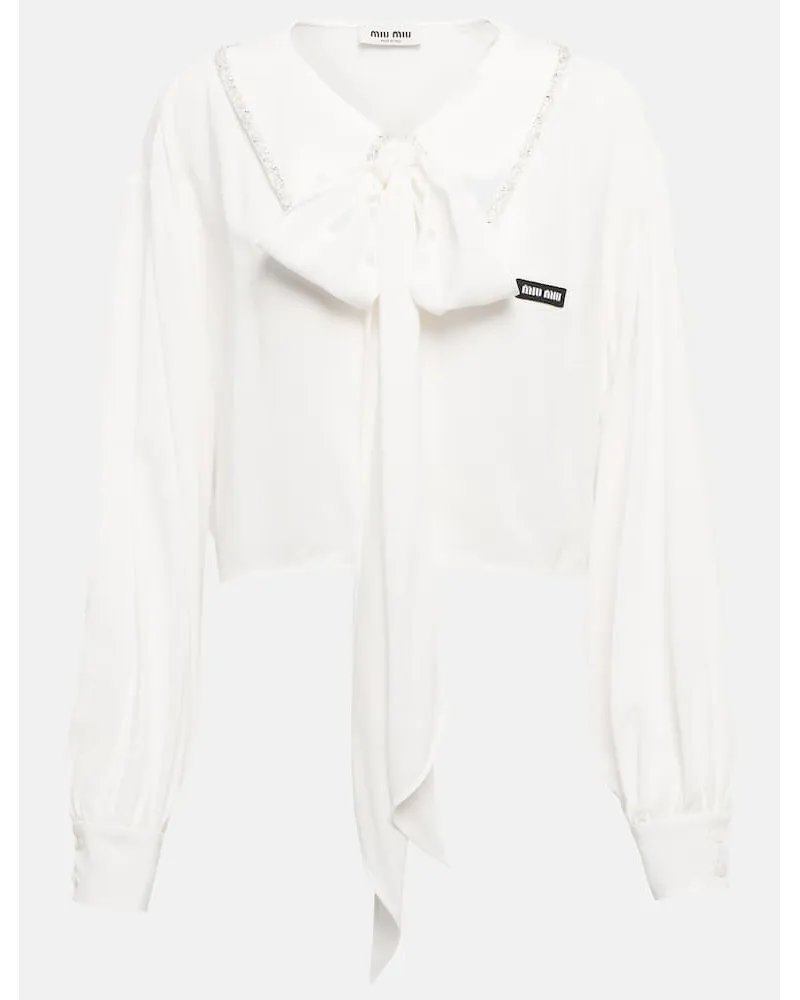 Miu Miu Bestickte Bluse aus Sable Weiss