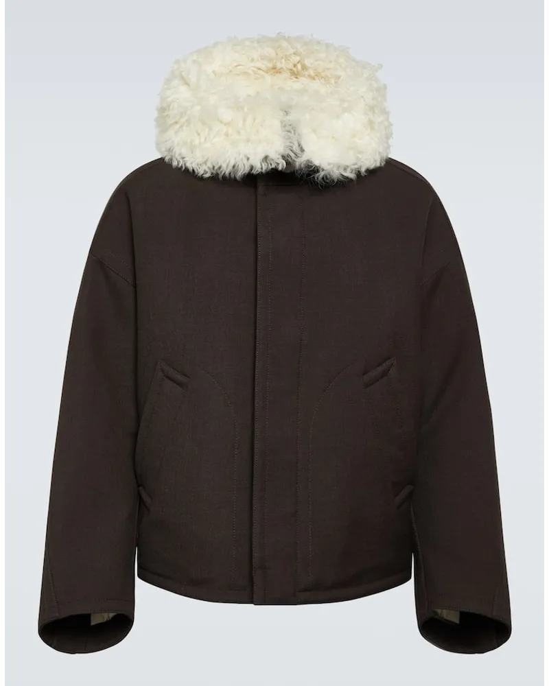 Bottega Veneta Jacke aus Wolle mit Shearling Braun