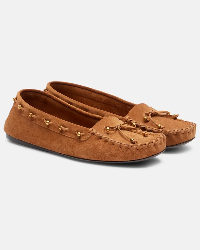 KHAITE Mokassins Milly aus Veloursleder Beige