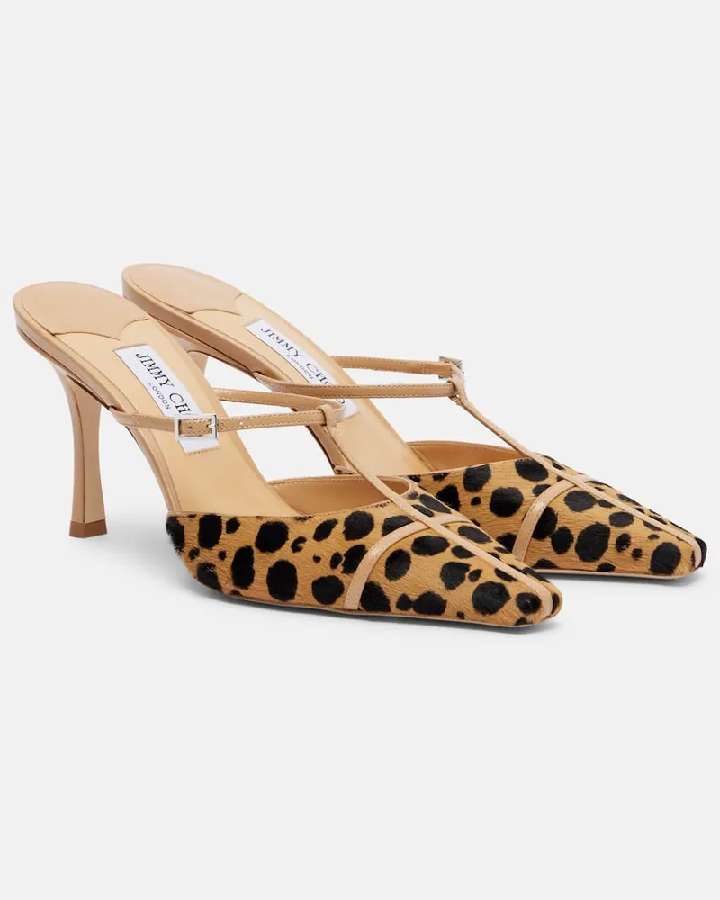 Jimmy Choo X Conner Ives Mules Gloria 85 aus Kalbshaar Beige