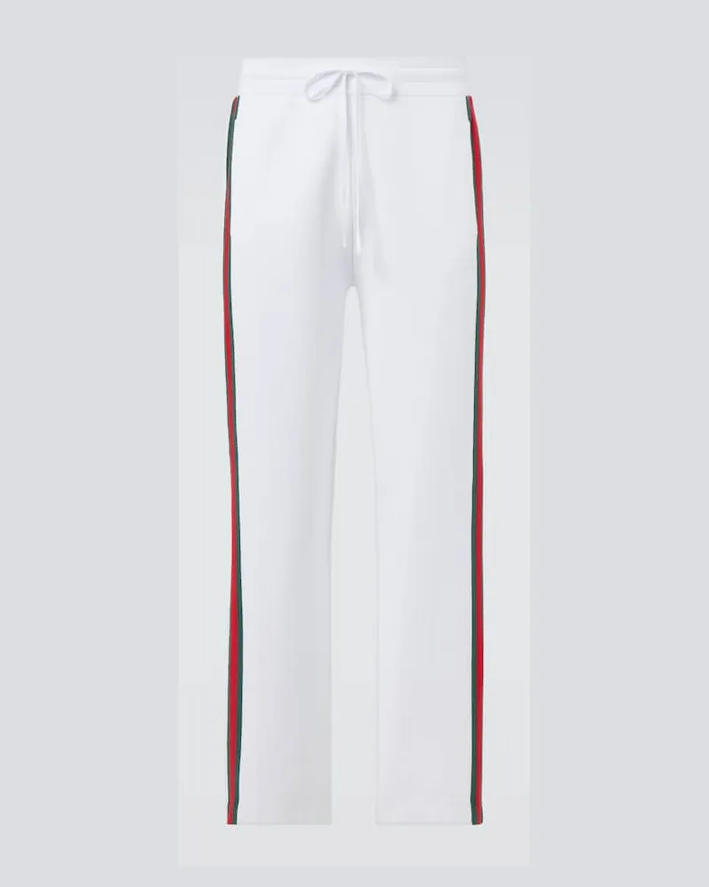 Gucci Hose Web Stripe aus einem Baumwollgemisch Weiß