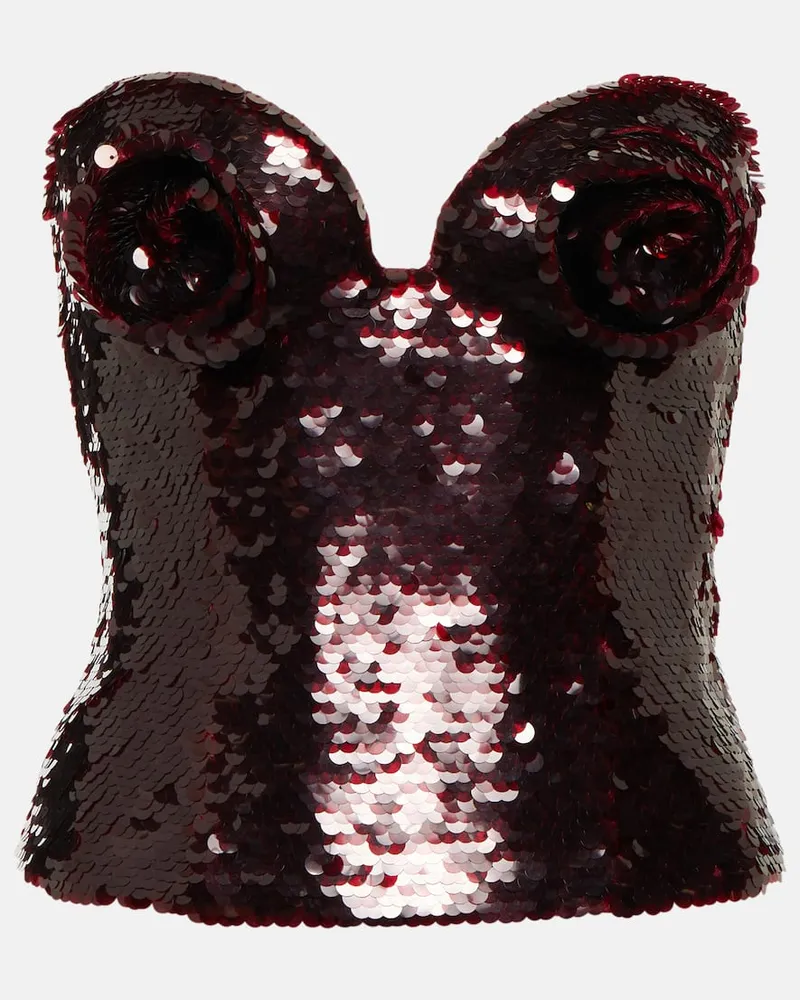 Magda Butrym Bustier-Top mit Pailletten Burgunderrot