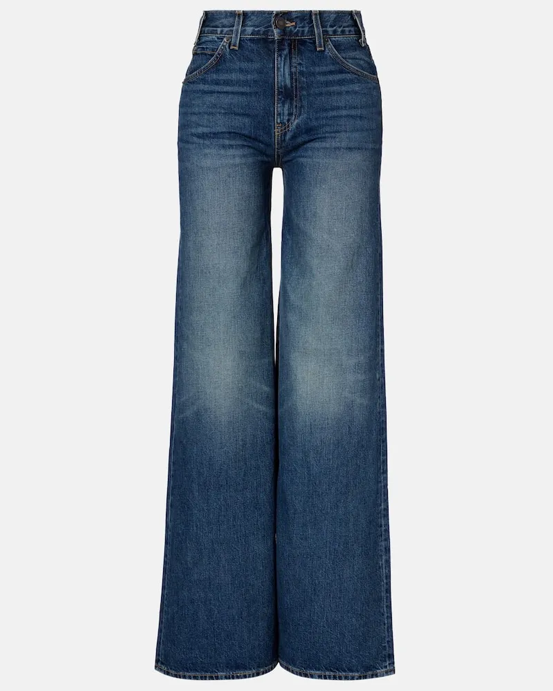 Nili Lotan Mid-Rise Wide-Leg Jeans Salome Blau