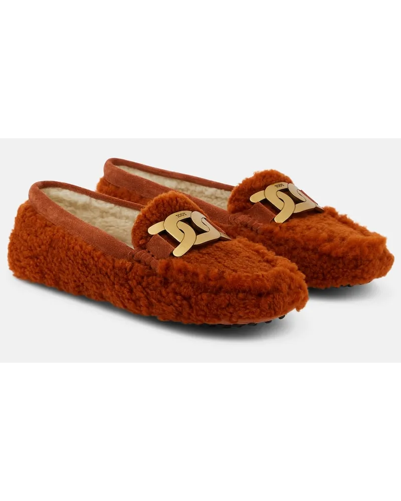 TOD'S Mokassins aus Shearling Braun