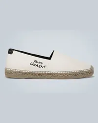 Saint Laurent Bestickte Espadrilles aus Canvas Weiss