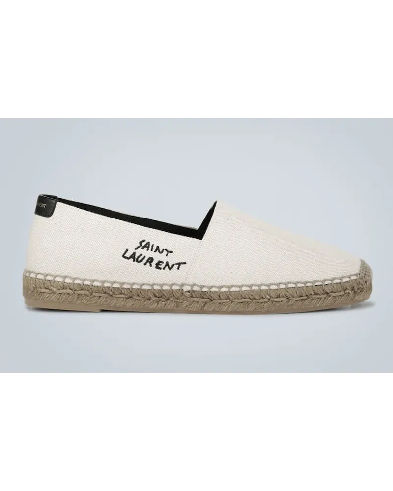 Saint Laurent Bestickte Espadrilles aus Canvas Weiss