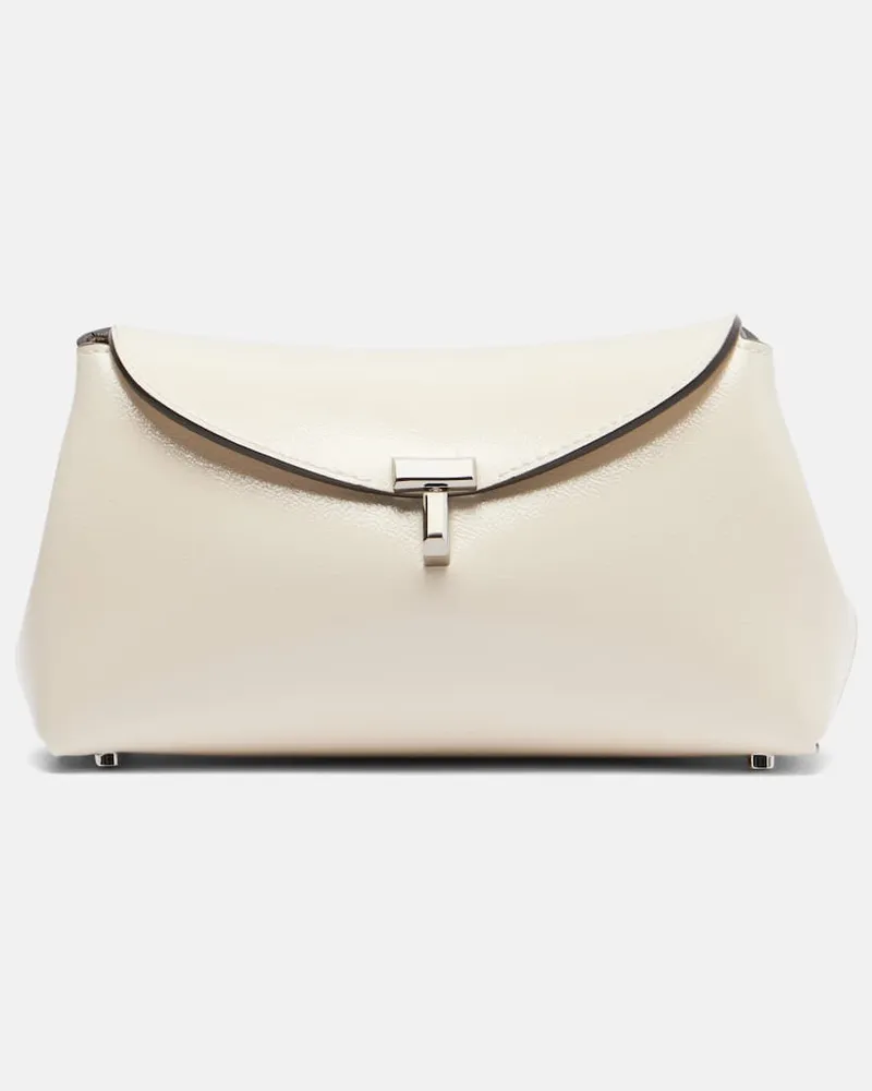 Totême Clutch T-Lock Mini aus Leder Beige