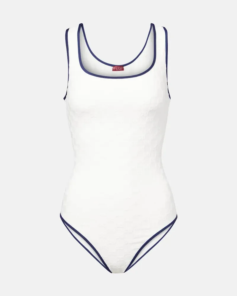 Gucci Badeanzug GG aus Frottee Weiß