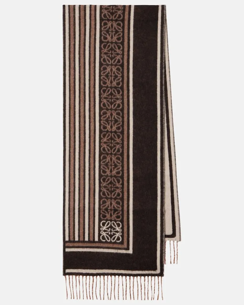 Loewe Schal Anagram aus Wolle und Kaschmir Braun