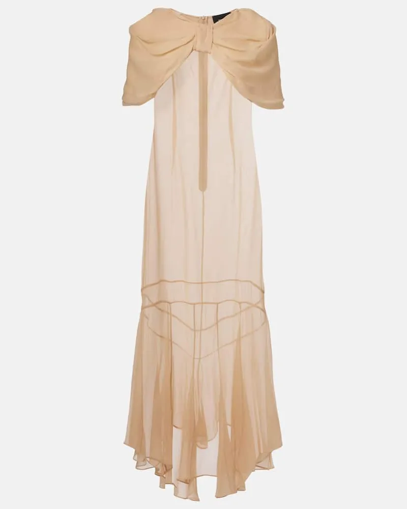 Simone Rocha Maxikleid aus Seiden-Georgette Beige